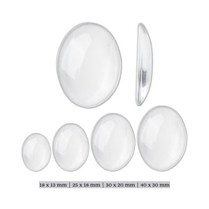 10 Cabochons Glas 18x13/25x18/30x20/40x30mm Für Fassungen Klebestein