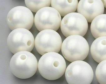 50 Stück Acrylperlen 10mm Matt Creme-Weiß Glänzend Acryl Perlen - 2250