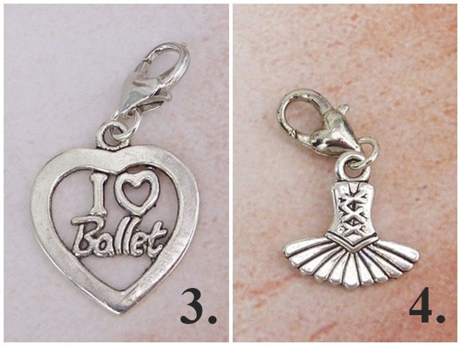 ballerina charm / ballet charm / tutu charm / ballet shoes charm / i love ballet charm / motif selection / dance charm / dance j