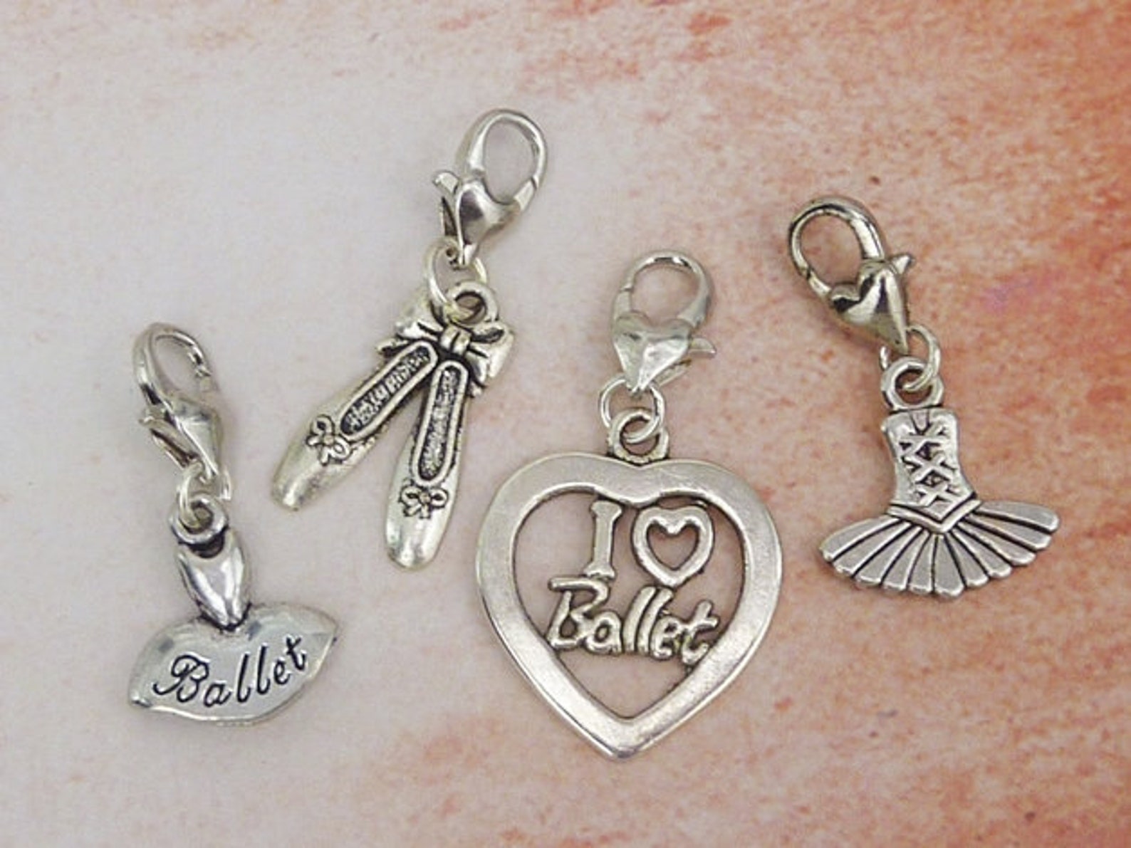 ballerina charm / ballet charm / tutu charm / ballet shoes charm / i love ballet charm / motif selection / dance charm / dance j