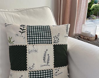 Funda de almohada, almohada de patchwork, almohada de hierbas, almohada de jardín, decoración de cocina