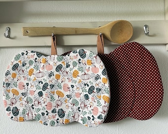Potholders, fabric potholders, pumpkin potholders, fabric coasters