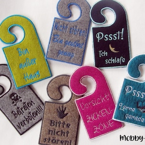 Door sign, felt door sign, information sign with embroidery, door hanger, felt hanger