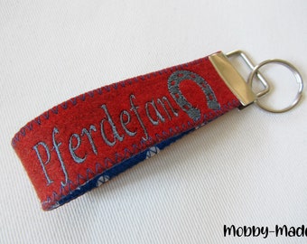Llavero de fieltro, colgante de fieltro con bordado, llavero cosido, abanico de caballos