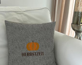 Pumpkin cushion cover, autumn cushion, embroidered cushion cover, autumn season, autumn decorative cushion