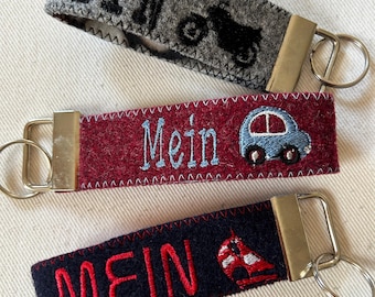 Felt keychain, felt pendant with embroidery, sewn keychain, felt pendant
