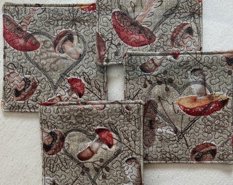 Coasters for glasses, glass coasters, fabric coasters, 4-piece set, autumn decoration