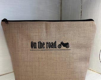Toiletry bag for men, On the road, bag with embroidery, travel bag for men, cosmetic bag