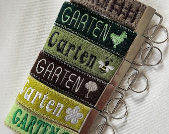 Llaveros, llaveros de fieltro para llaveros, llaveros bordados, llaveros para caseta de jardín