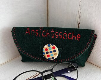 Estuche para gafas, estuche de fieltro para gafas, funda para gafas con bordado, cuestión de opinión