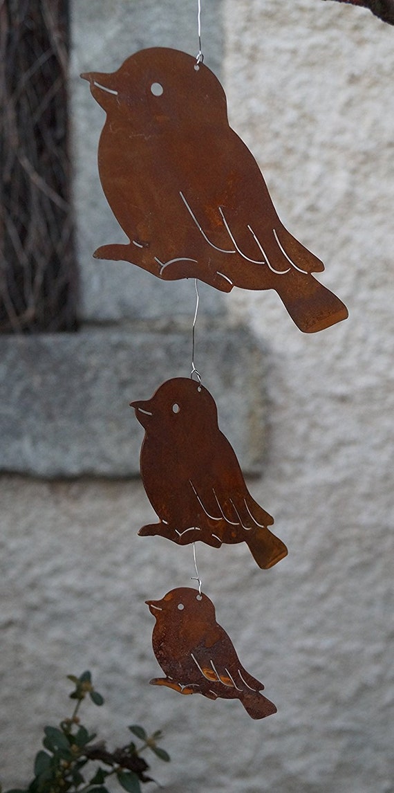Garten Terrasse Gartenfiguren Skulpturen Edelrost Deko Spatz