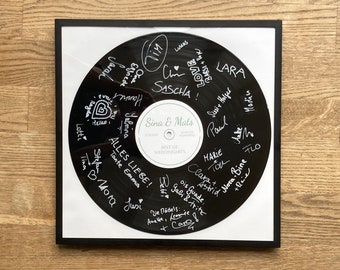 Guest book RECORD with individual label - for wedding / birthday (incl. frame) Retro - Vintage - Vinyl - For The Record - Decoration