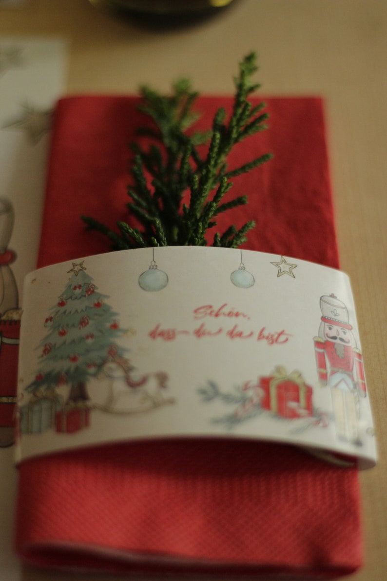 Set of 10 napkin bands for Christmas image 3