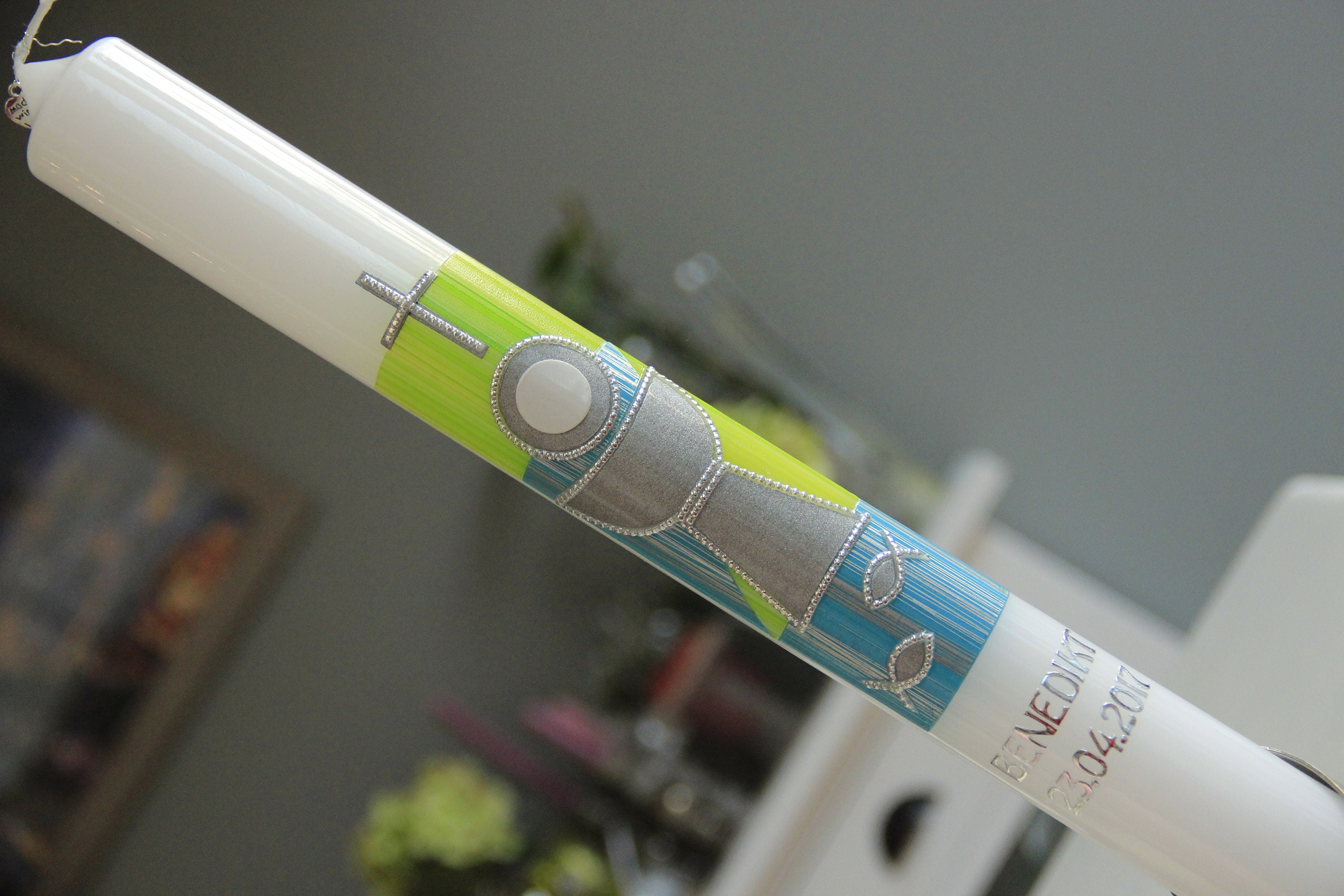 Taufkerze Kommunionkerze 300/50 Mm - Personalisiert Mit Beschriftung