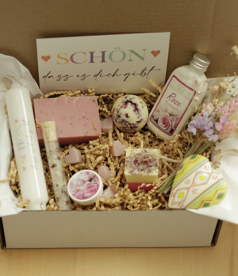 Geschenkbox, Geschenk Box für Frauen, Wellness Geschenk, Geburtstagsgeschenk , Self care Box, Weihnachtsgeschenk für Mütter, Box Rose, Bild 1