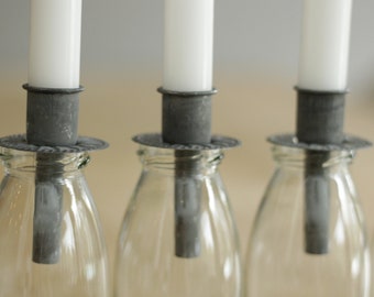 4 candle holders for bottles, stick candle holders