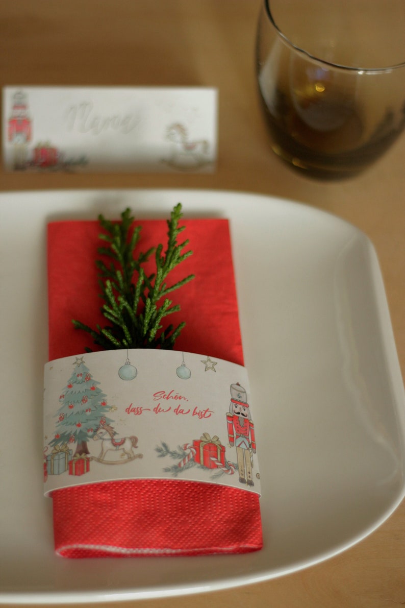 Set of 10 napkin bands for Christmas image 1