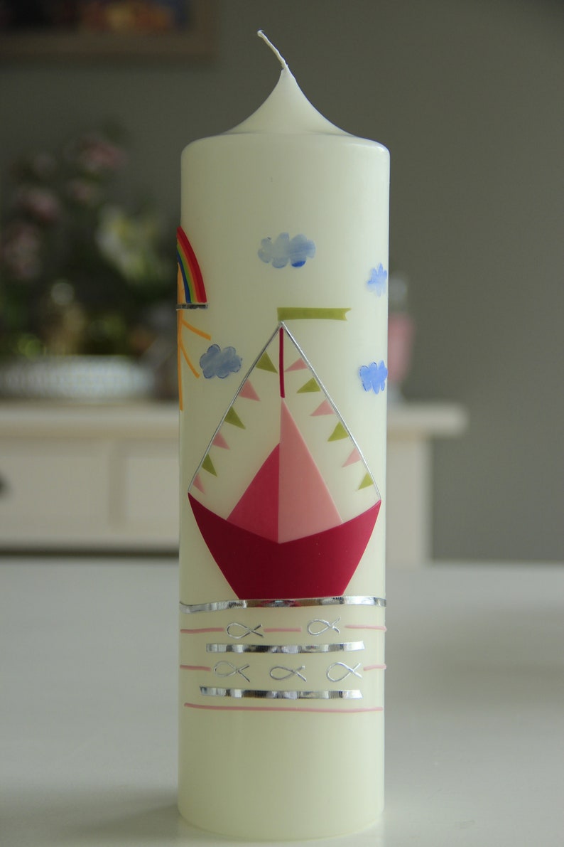 Baptismal candle boat, baptismal candle girl image 1