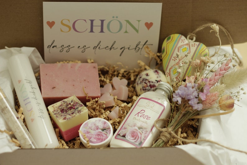 Geschenkbox, Geschenk Box für Frauen, Wellness Geschenk, Geburtstagsgeschenk , Self care Box, Weihnachtsgeschenk für Mütter, Box Rose, L