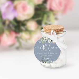 Wedding Favor Gift Tags, Dusty Blue Bohemian Greenery, Party Favor Tags, Editable Printable, Thank You Tags, Boho Wedding, Foliage Leaves
