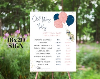 EDITABLE Old Wives Tales Sign, Gender Reveal Party, Pink Navy Gold Floral, Gender Reveal Decor, Boy Or Girl, He Or She, Pink Or Blue