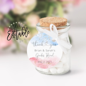 Gender Reveal Gift Tags, Party Favor Thank You Tags, Pink And Blue Watercolor Splash Printable Shower Tags, Boy Or Girl, He Or She, Template