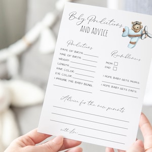 Jeu de prédictions et de conseils d'ours en peluche d'avion, conseils pour les parents, avion vintage, bébé garçon, haut et loin, nous pouvons attendre, voler haut