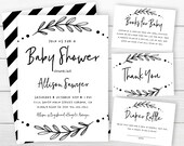 Baby Shower Invitation, Simple Baby Shower Invite, Gender Neutral, Black and White, Modern Baby Invite, Contemporary Baby Invite
