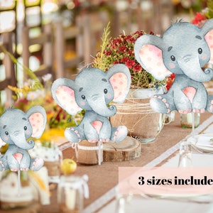 Elephant Centerpieces, Pink Elephant, 4 Inch, 6 inch, 8 inch Cutouts, Printable Table Centerpiece, Girl Elephant, Baby Shower Decor,Birthday