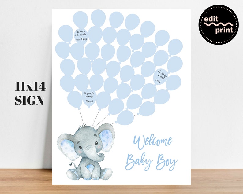 66  Baby Elephant Balloon Guest Book from Famous authors