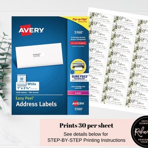 Return Address Labels, Self-editable Avery Labels 5160, Greenery