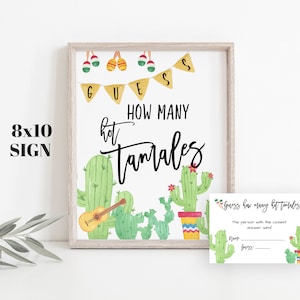 Succulentes devinez combien de jeu, Taco Bout une activité de douche de bébé, devinez combien de Tamales chauds, Cactus Fiesta, garçon ou fille, genre neutre
