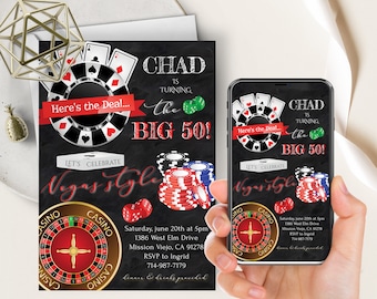 Casino Birthday Card - Etsy