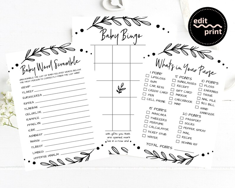 Black And White Games Bundle Simple Baby Shower Games Pack Etsy Black And White Games Bundle Simple Baby Shower Games Pack Etsy