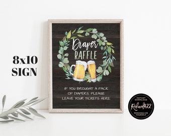 Baby Is Brewing Diaper Raffle Sign: Rustic Shower Decor (Digital Download)