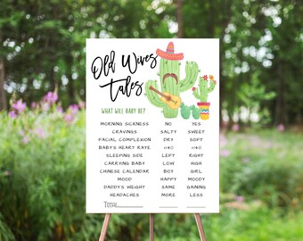 EDITABLE Old Wives Tales Sign, Taco 'Bout A Baby, Gender Reveal Party Decor, Fiesta Cactus Succulents, Gender Reveal Poster, Boy Or Girl