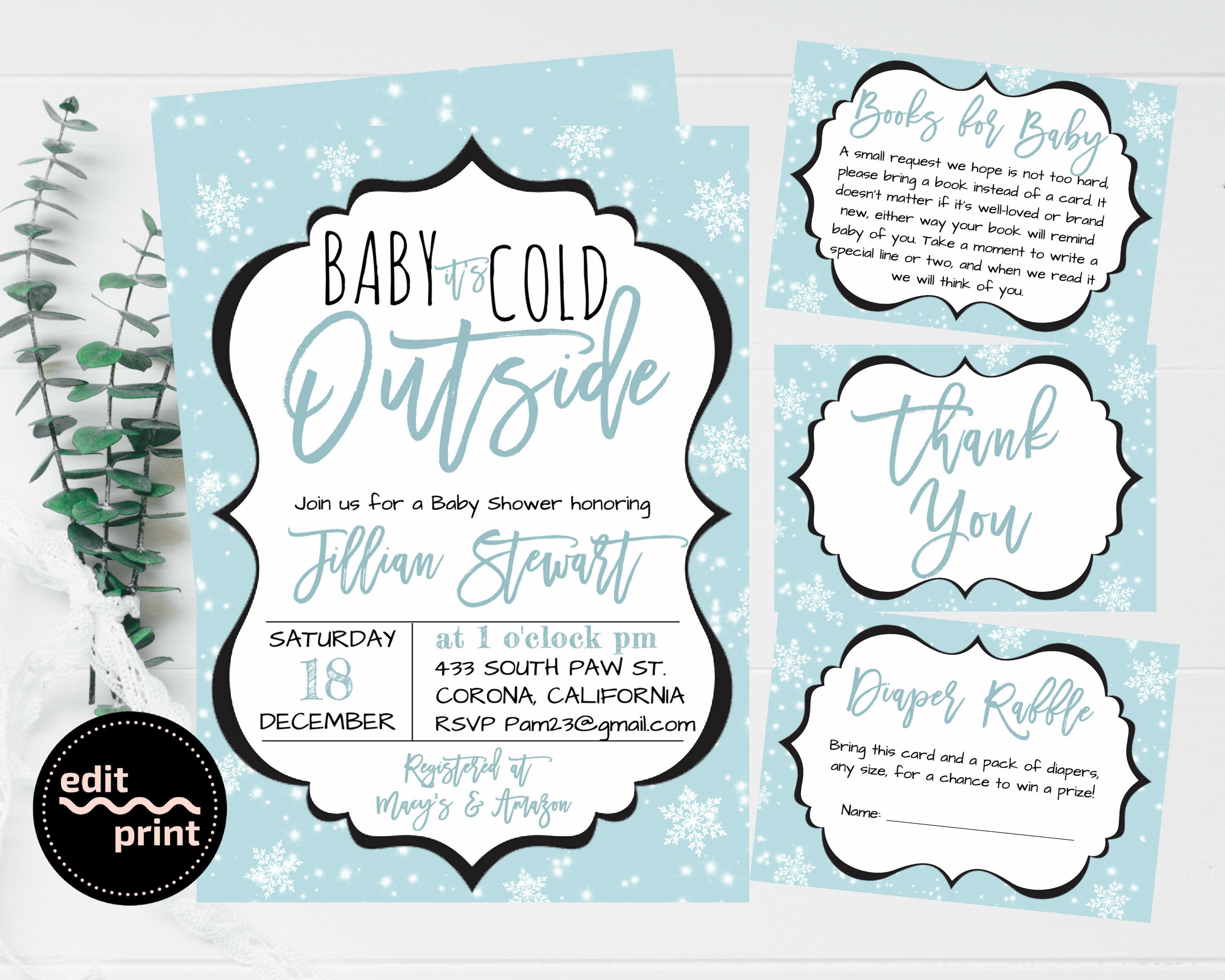 Boy Baby It's Cold Outside Baby Shower Invite Winter Baby Etsy