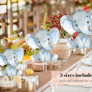 Elephant Centerpieces, Blue Elephant, 4 Inch, 6 inch, 8 inch Cutouts, Printable Table Centerpiece, Prince Crown, Baby Shower Decor, Birthday