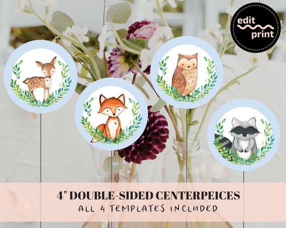 Woodland Animals Centerpieces Baby Shower Decorations Table Etsy