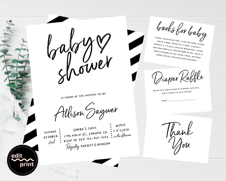 Simple Baby Shower Invitation Modern Baby Shower Invite Etsy