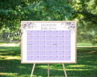 ラベンダーの誕生日予定日カレンダー、紫の花、予測カレンダー、赤ちゃんの誕生日を推測、ベビーシャワー、アクティビティ、咲き誇る赤ちゃん、花