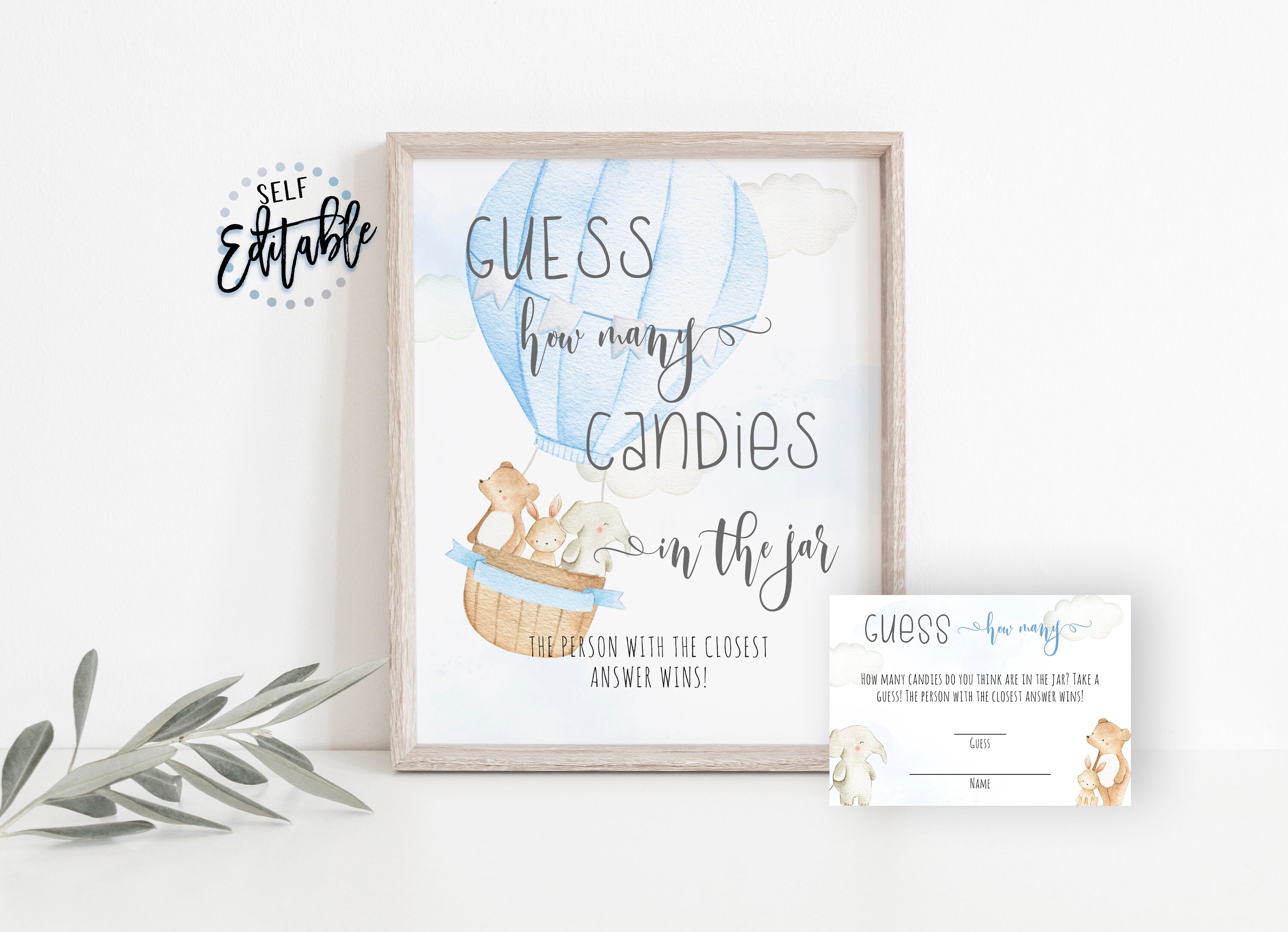 Blue Hot Air Balloon Guess How Many Game up and Away Baby - Etsy