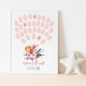 Wildflowers Floral Thumbprint Guestbook Sign, Baby In Bloom, Baby Shower Fingerprint Poster, Vibrant, Colorful, Girl Guestbook, Boho