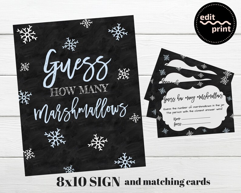Baby Shower Guessing Game Guess How Many Marshmallows Game Etsy
