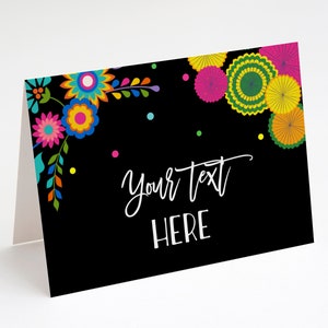 Carte avec étiquette d'aliment, Marque-page pliable, Fête sur le thème de la Fiesta mexicaine, Marque-page modifiable, Carte de restaurant, Carte Pas de temps pour la sieste