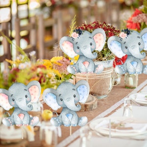 Elephant Cutout, Centerpieces, Pink And Blue Elephants, Girl Or Boy, Baby Shower Decor, Birthday, Table Centerpieces, Instant Download