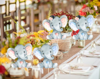 Elephant Cutout, Centerpieces, Pink And Blue Elephants, Girl Or Boy, Baby Shower Decor, Birthday, Table Centerpieces, Instant Download