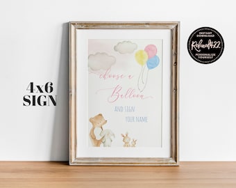 Hot Air Balloon Guestbook Poster, Gender Neutral,bunny Rabbit