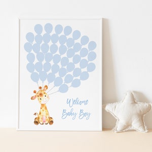 Baby Boy Giraffe Balloon Guest Book, Boy Signature Guestbook Alternative, Baby Shower Guestbook, Balloon Baby Shower Sign, Balloon Poster