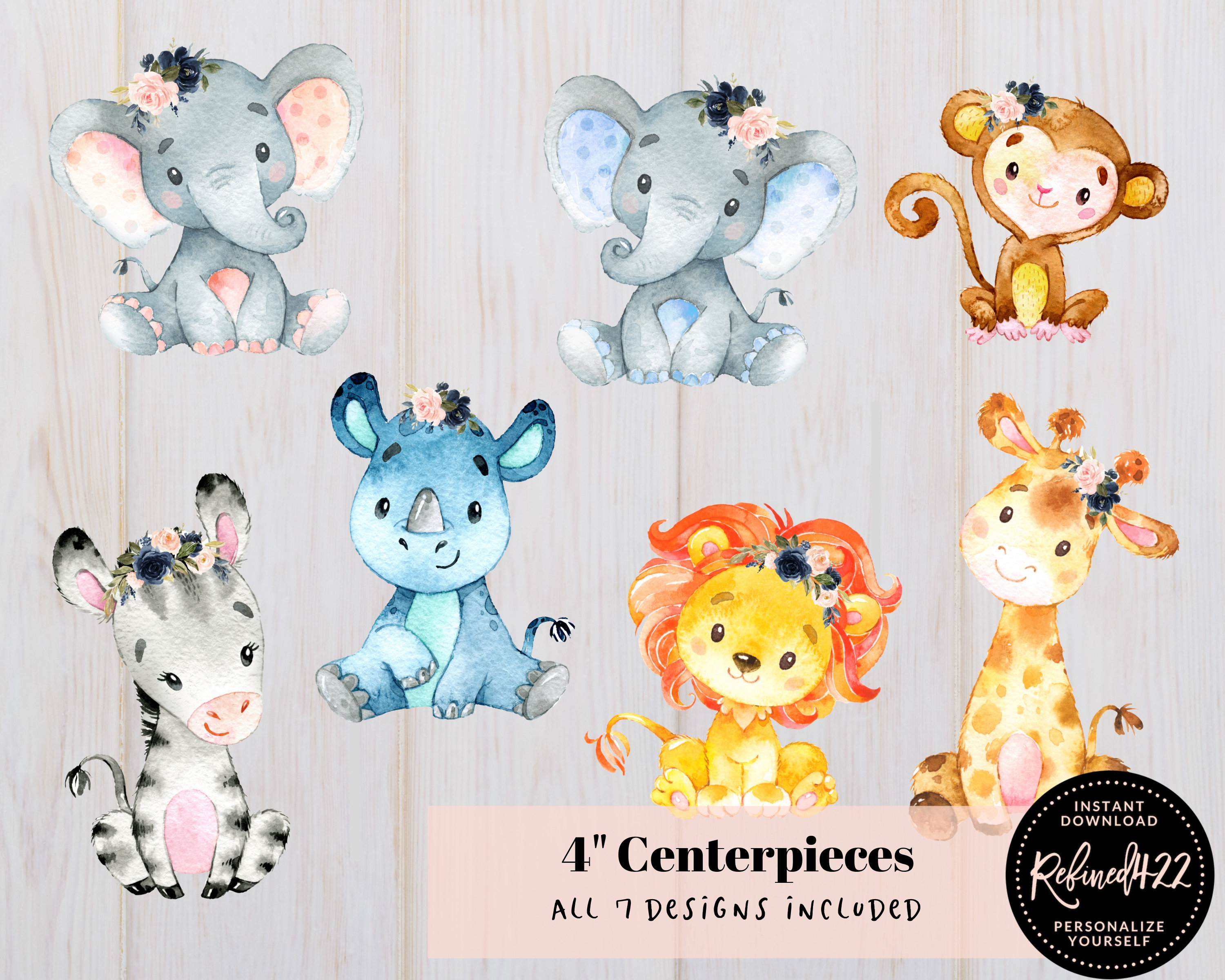 safari-animal-cutouts-centerpieces-diaper-cake-topper-baby-etsy-de